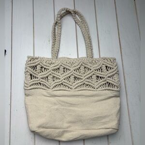 Macrame Canvas Tote Bag